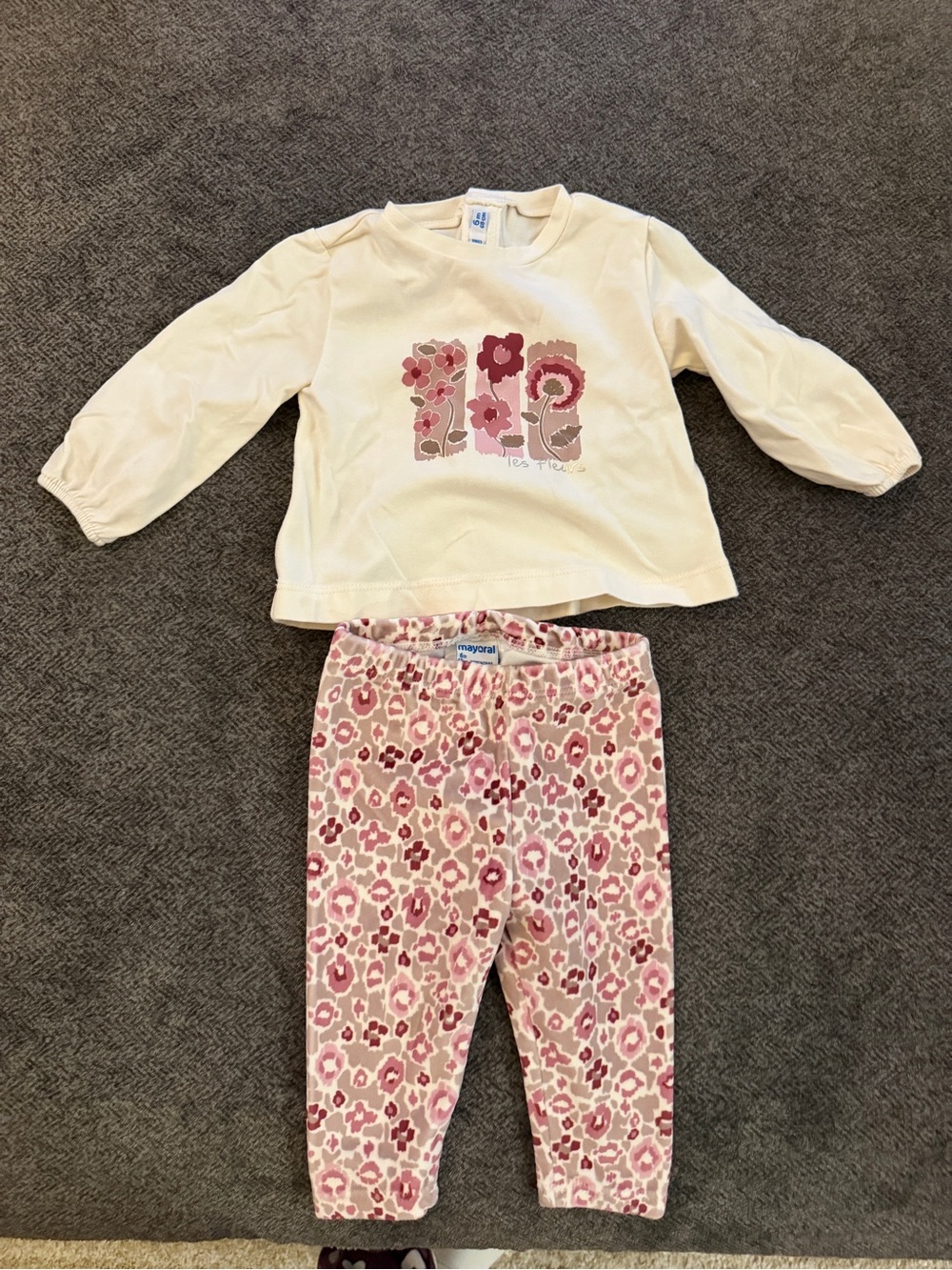 Mayoral Cream Top and Pink Floral Set